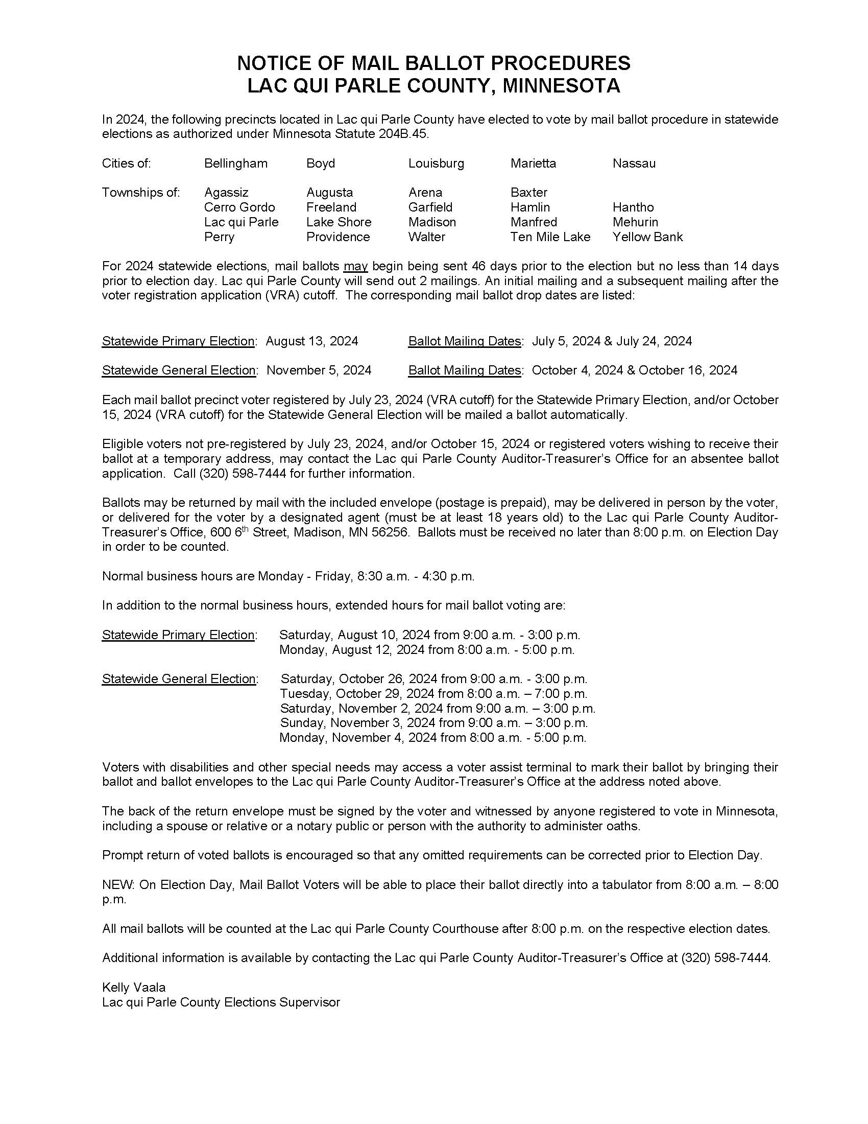 Notice of Mail Ballot Procedures 2024-ALL posted