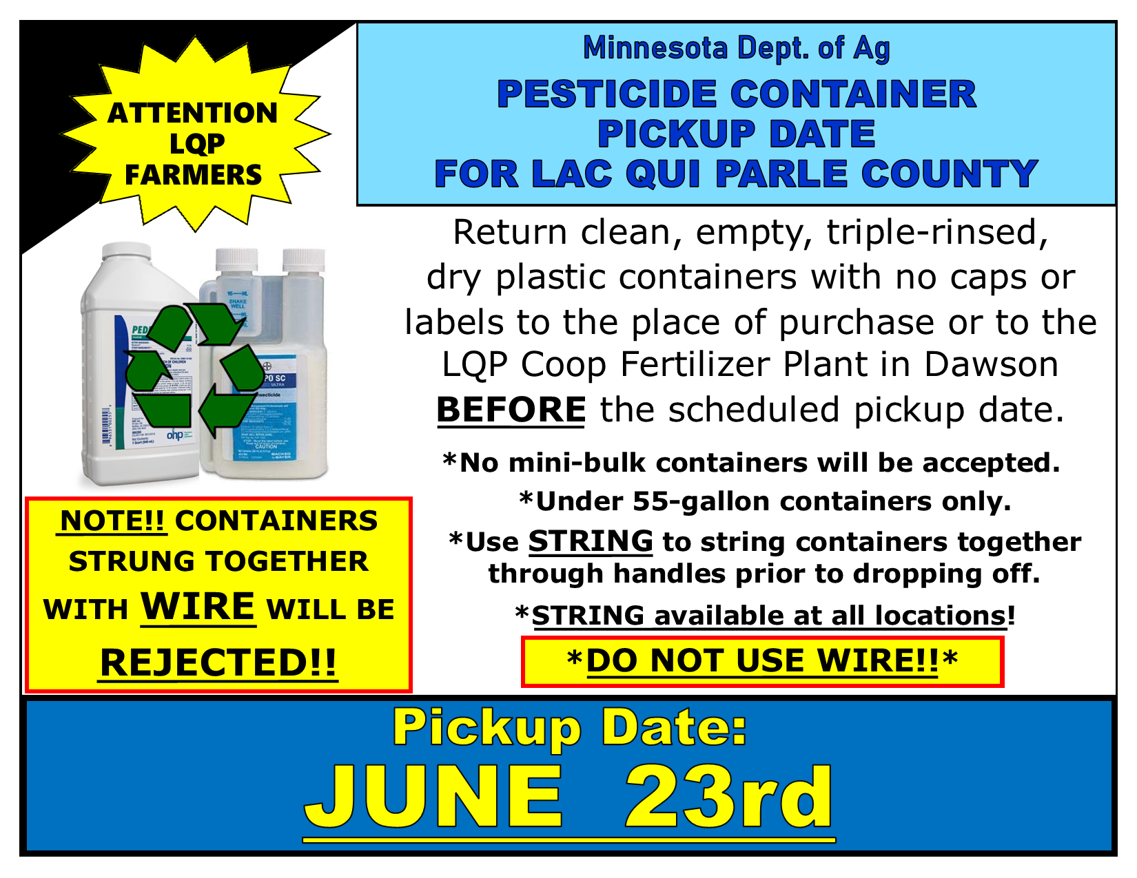 Summer 2025 Pesticide Jug Recycling Flyer