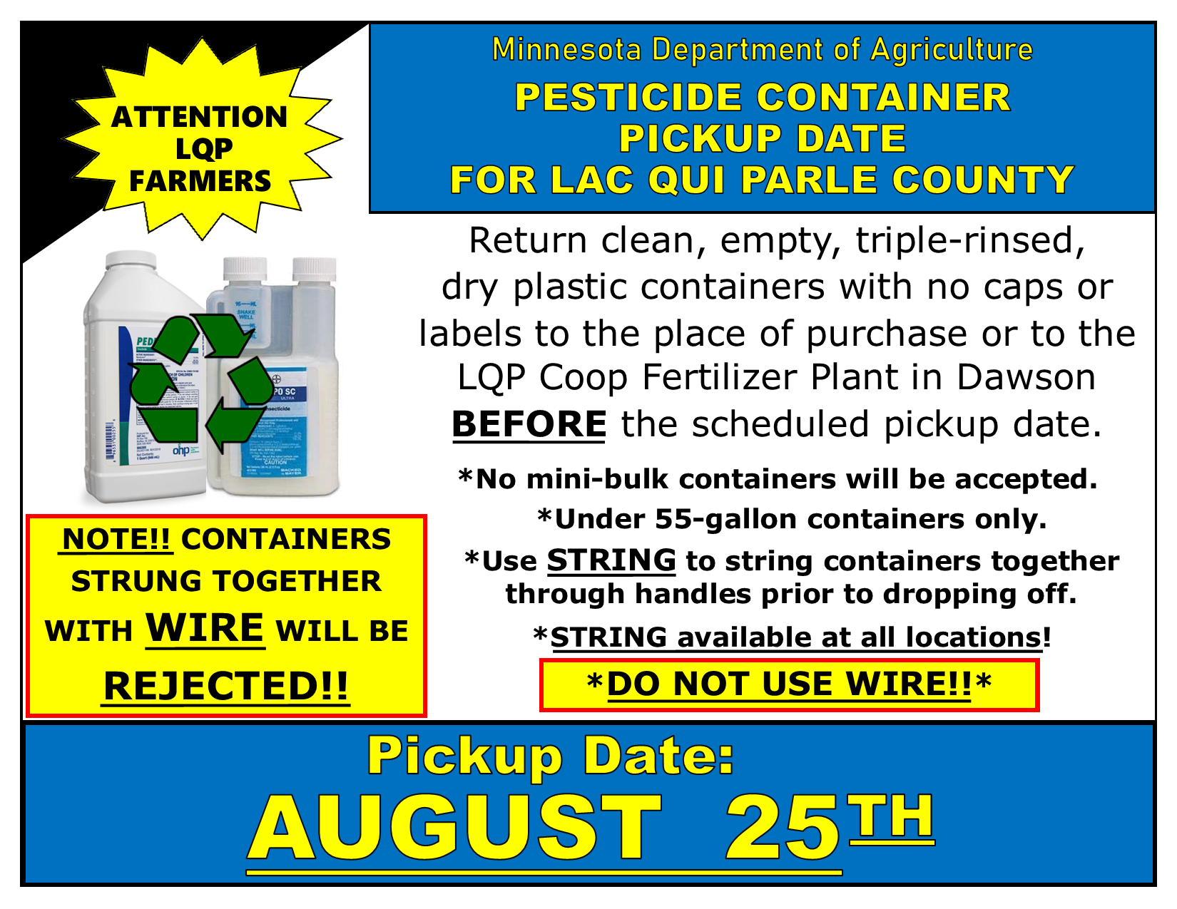 2025 Pesticide Jug Recycling Flyer - Fall